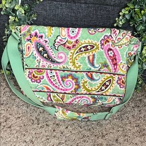 Vera Bradley Messenger bag in the Tutti Frutti paisley pattern.